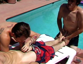 Foot job and blowjob at the poolside 13